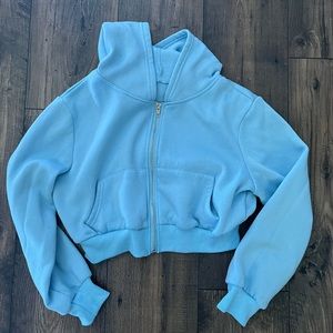 Blue cropped zip up